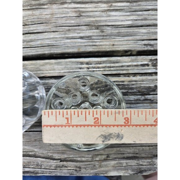 2 Small Vintage Glass Flower Frogs 11 Holes 3 inch Floral - Picture 7 of 16